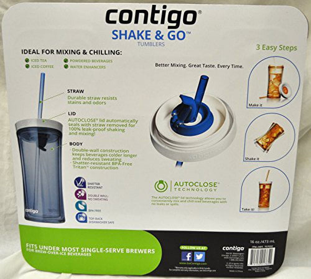 Contigo Shake &amp; Go Plastic Tumblers - Set of 3 (Lavender Orange &amp; Clear) - T3O7
