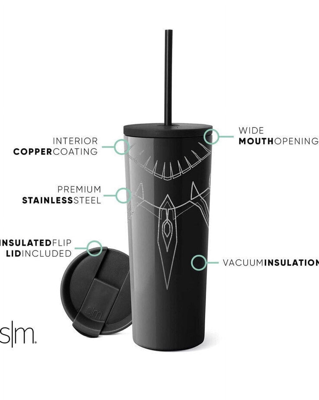 Simple Modern Insulated Black Panther 24oz  Tumbler W/Flip Lid and Straw Lid - RG8R