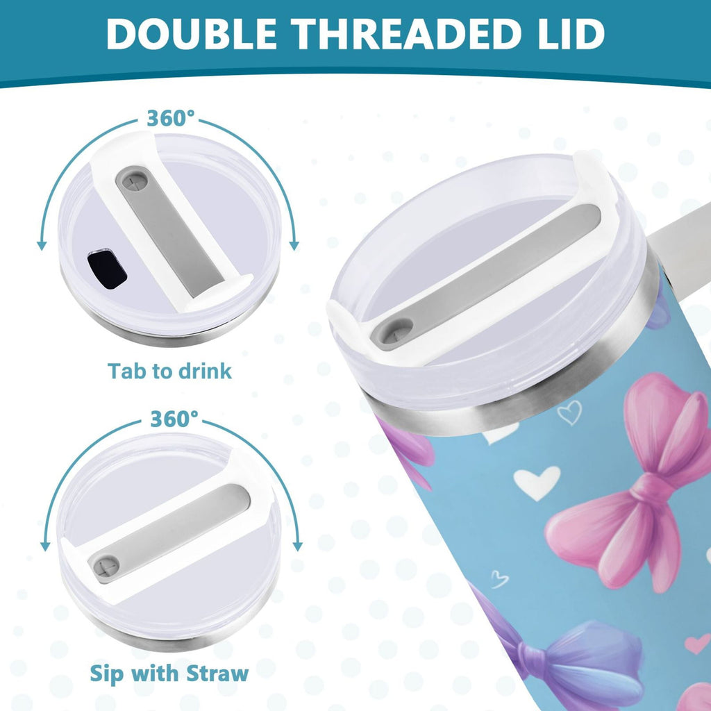 30 oz Insulated Stainless Steel Tumbler Double Wall Stainless Steel Tumbler with 2-Way Drinking Pink and Purple Bows - PDF5