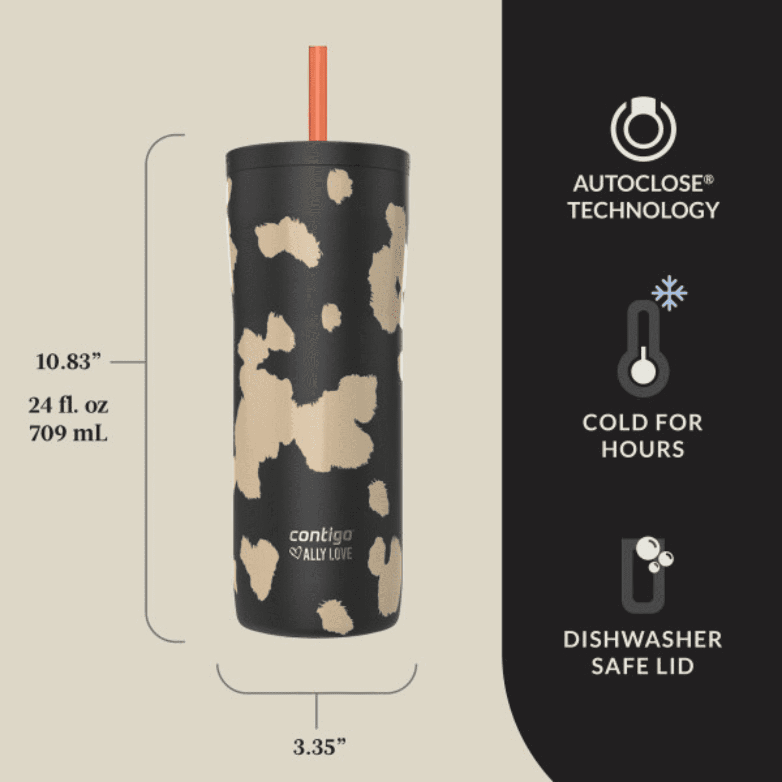 Contigo x Ally Love Streeterville 2.0 Stainless Steel Tumbler with Straw, 24 oz, Stellar Jay - TPEN