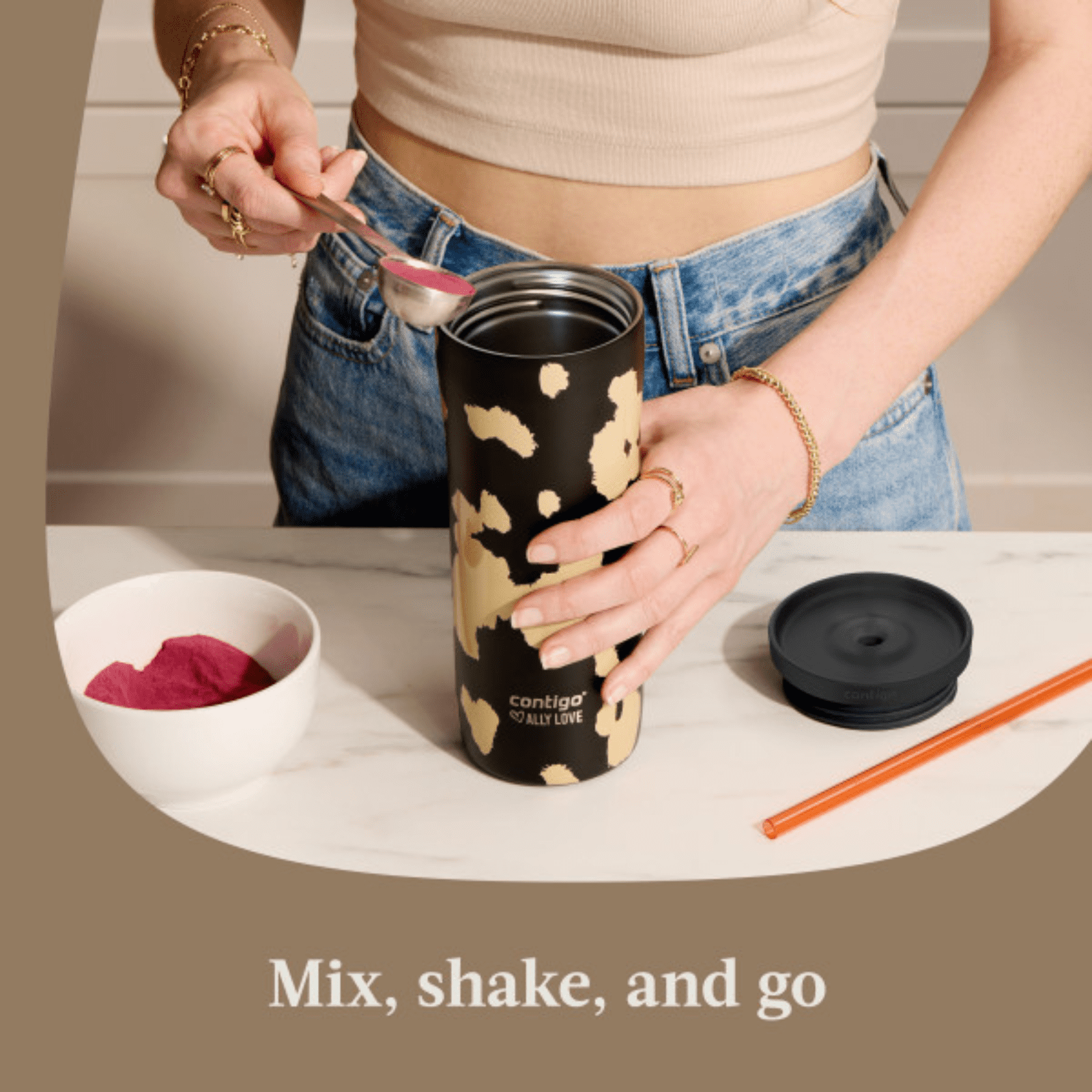 Contigo x Ally Love Streeterville 2.0 Stainless Steel Tumbler with Straw, 24 oz, Stellar Jay - TPEN