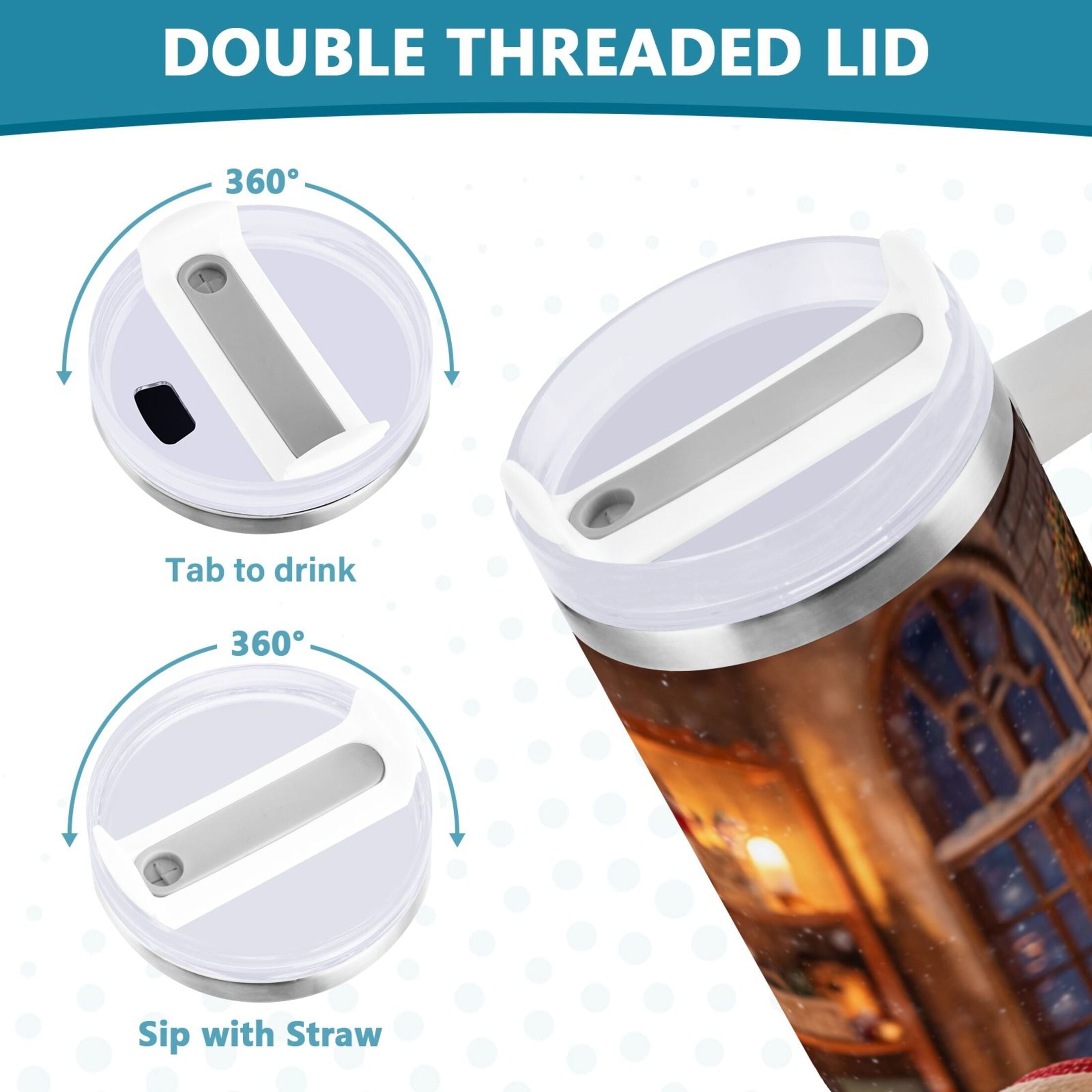 40 oz Insulated Stainless Steel Tumbler Double Wall Stainless Steel Tumbler with 2-Way Drinking Sitting Santa Claus - SRJP
