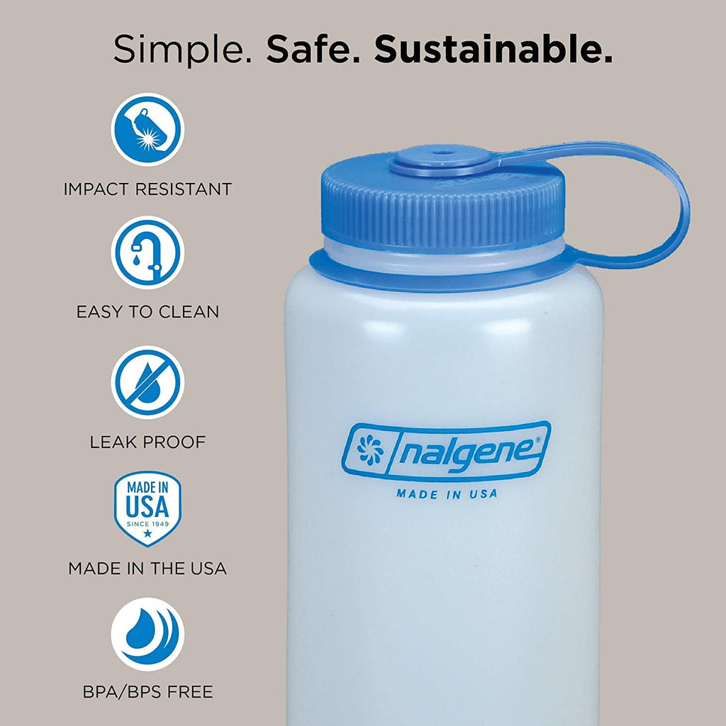 Nalgene Sustain Tritan BPA-Free Water Bottle Made with Material Derived from 50% Plastic Waste (using ISCC certified mass balance), 48 OZ, Wide Mouth, Blue - 8KWM