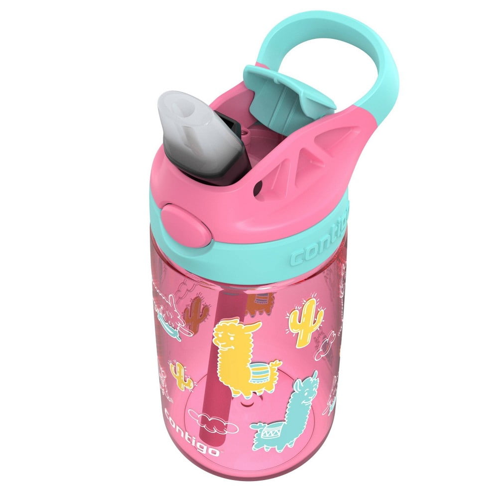 Contigo 14oz Kids' Water Bottle with Redesigned AutoSpout Straw Azalea Jade Vine with Llamas - X5PF