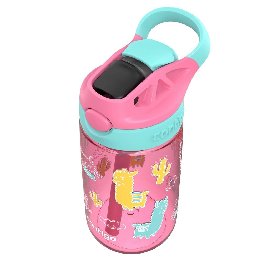 Contigo 14oz Kids' Water Bottle with Redesigned AutoSpout Straw Azalea Jade Vine with Llamas - X5PF