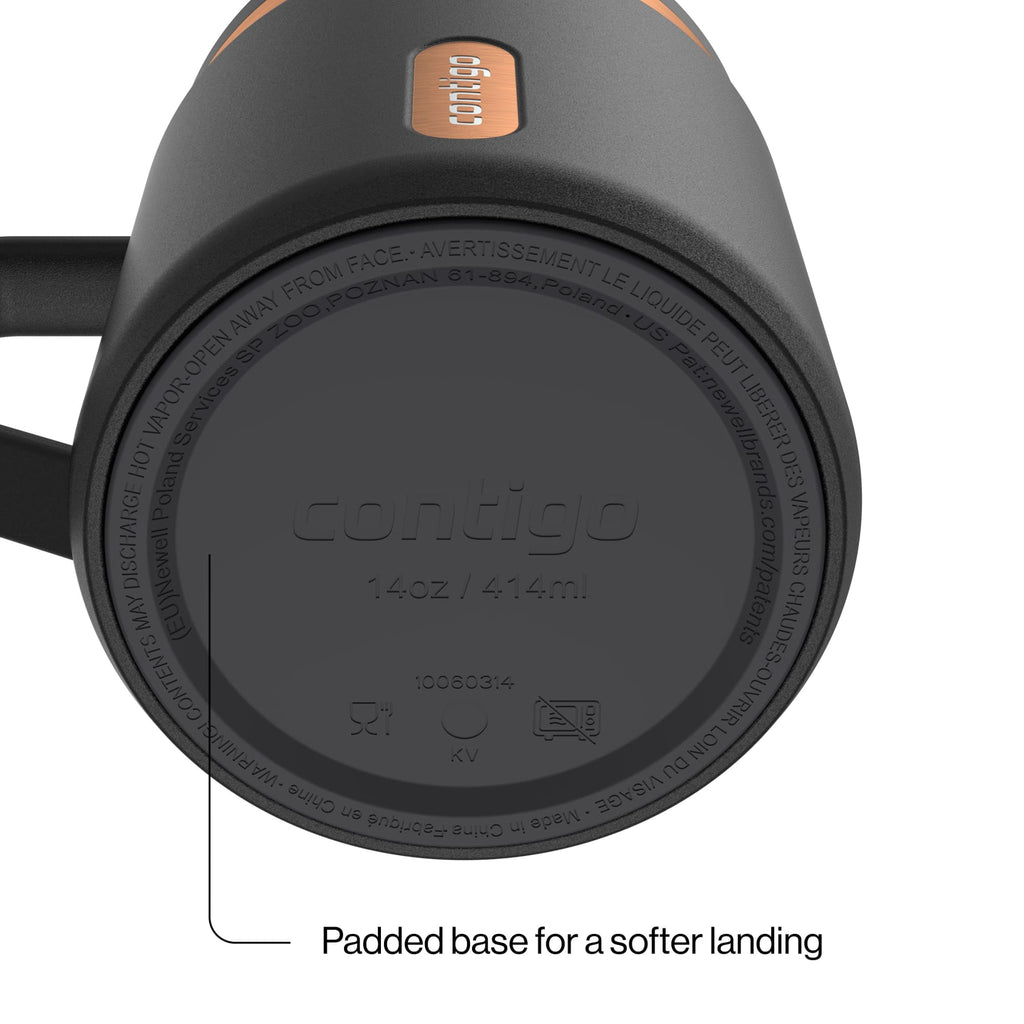 Contigo SnapSeal Leakproof Stainless Steel Reusable Travel Tumbler,Black/Bronze, 14 oz - 0IOR