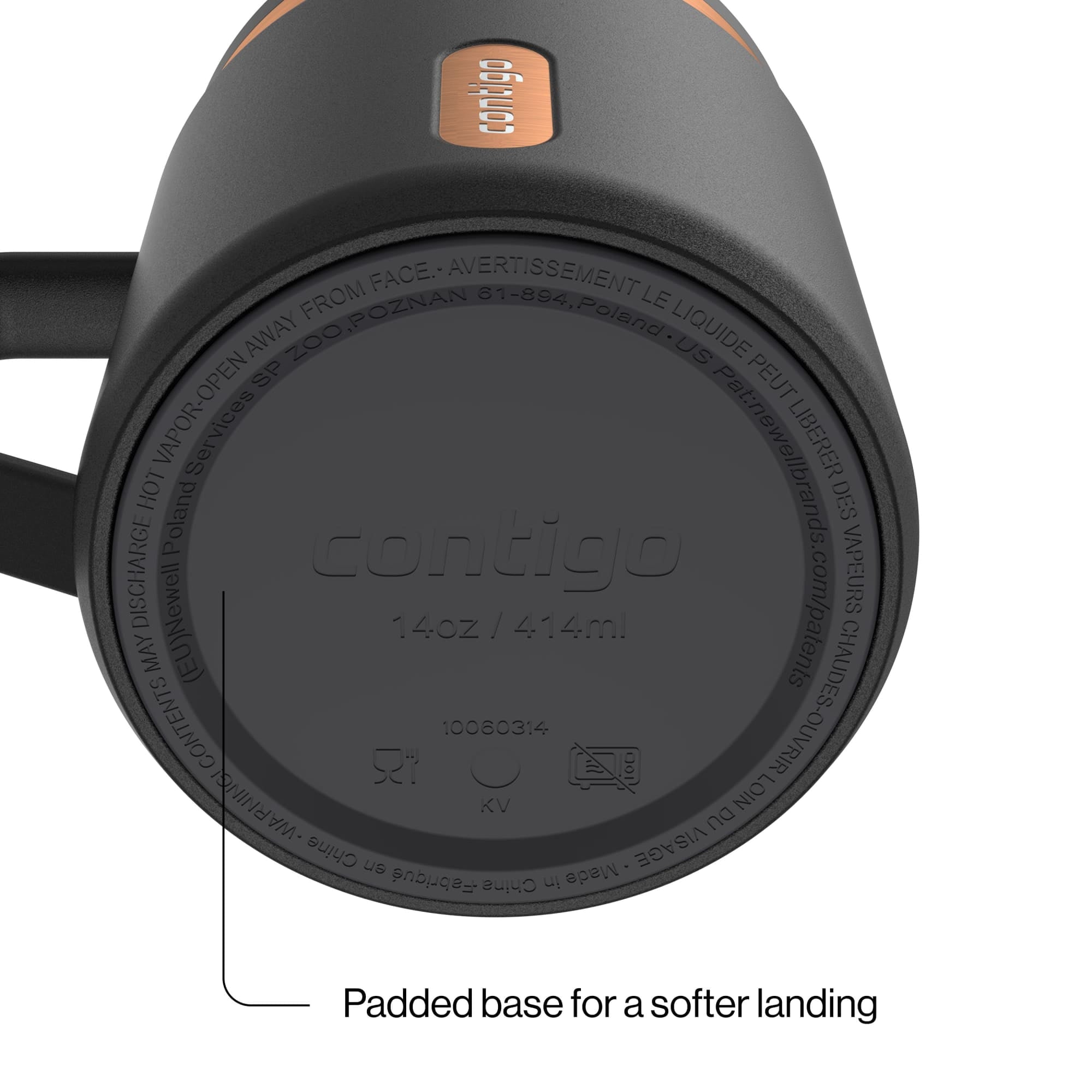 Contigo SnapSeal Leakproof Stainless Steel Reusable Travel Tumbler,Black/Bronze, 14 oz - 0IOR