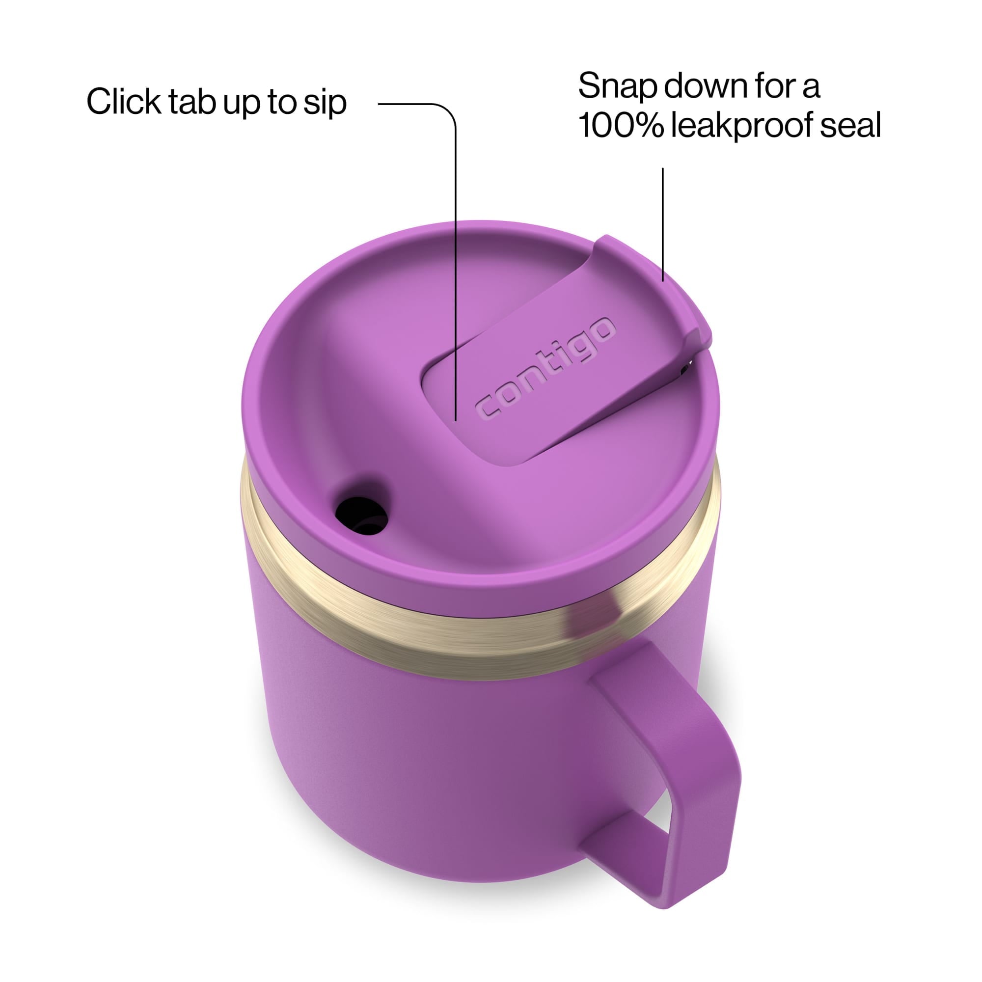 Contigo SnapSeal Leakproof Stainless Steel Reusable Travel Tumbler,Black/Bronze, 14 oz - 0IOR