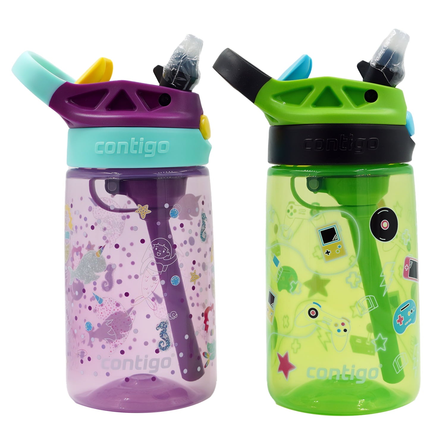 Contigo Kid's 14 oz. Aubrey Water Bottle 2-Pack - Bunnies/Frog - 5CVG