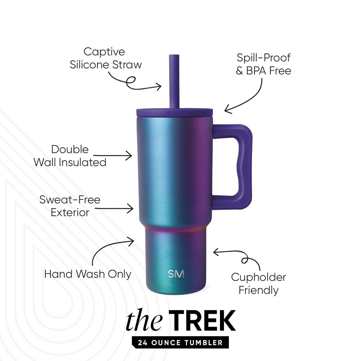 Simple Modern 24oz Trek Tumbler with handle and Silicone Straw Lid | Asteroid - H80X