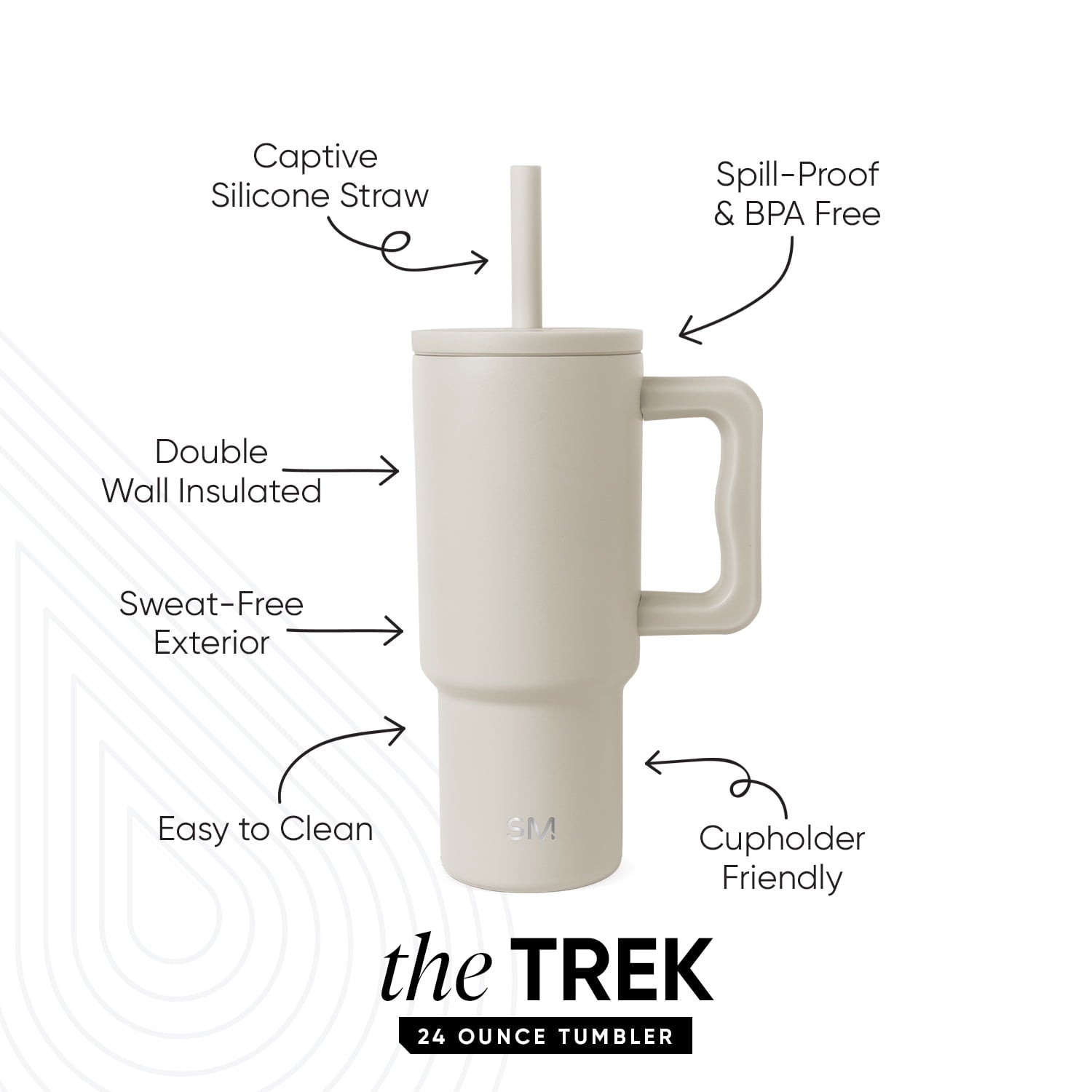 Simple Modern 24oz Trek Tumbler with handle and Silicone Straw Lid | Asteroid - H80X