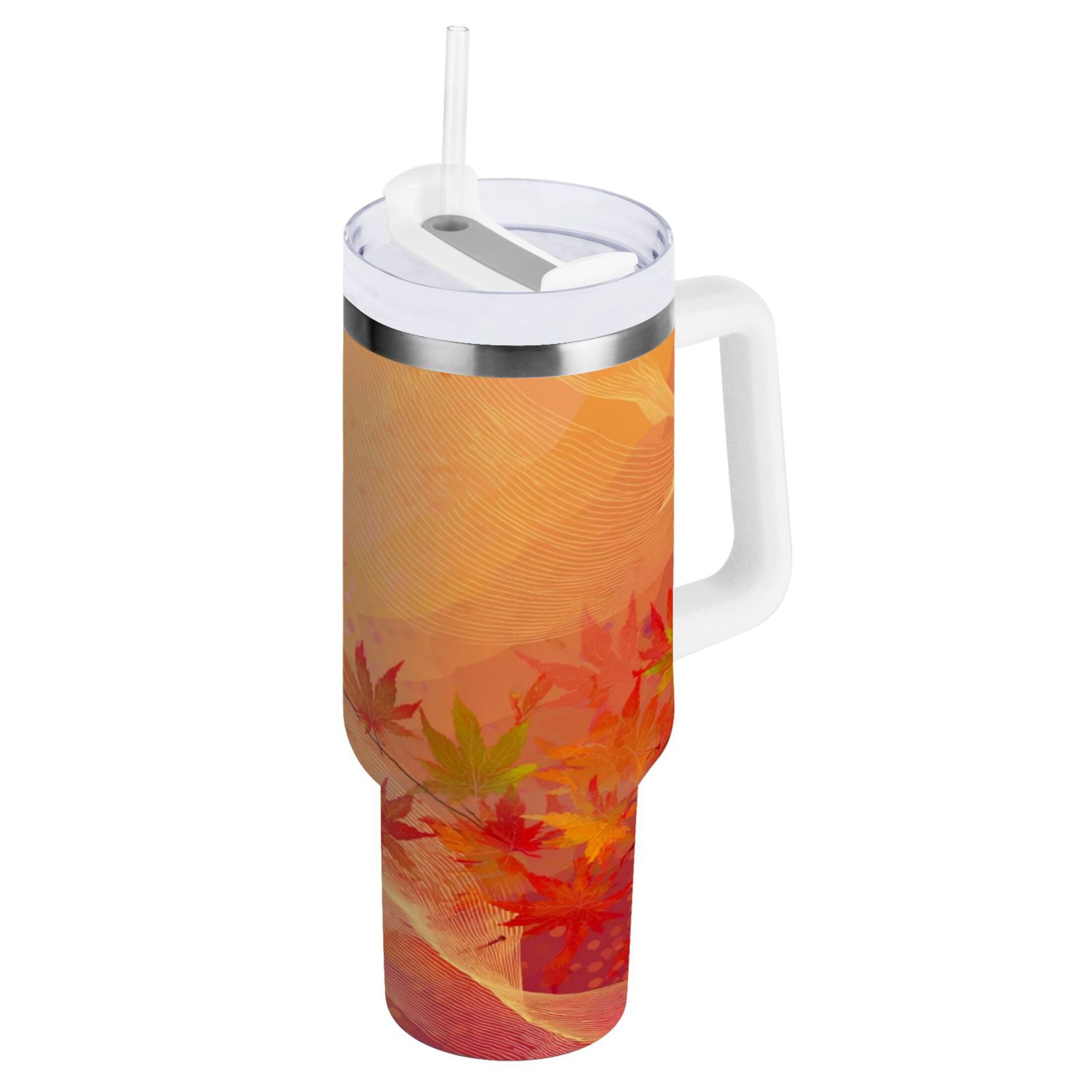 40 oz Insulated Stainless Steel Tumbler Double Wall Stainless Steel Tumbler with 2-Way Drinking Red Maple Leaves in Autumn - VKGI
