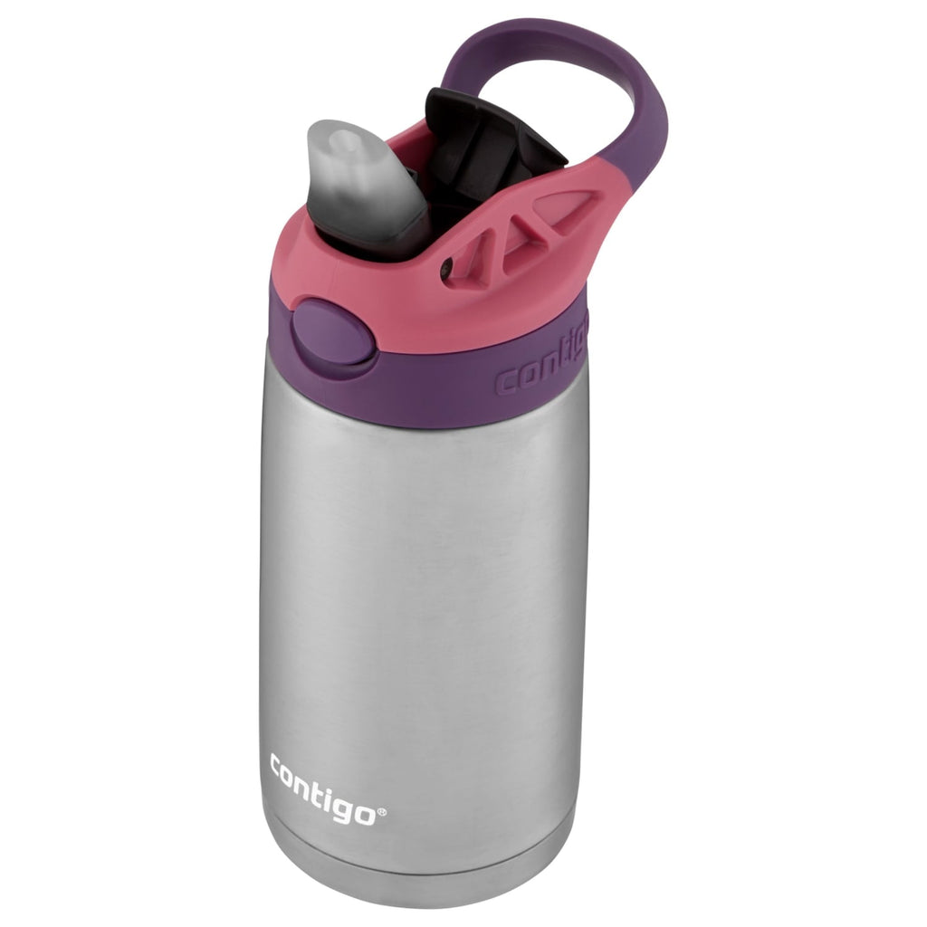 Contigo Kids Stainless Steel Water Bottle with Redesigned AUTOSPOUT Straw Lid Eggplant and Punch, 13 fl oz. - Y1LK