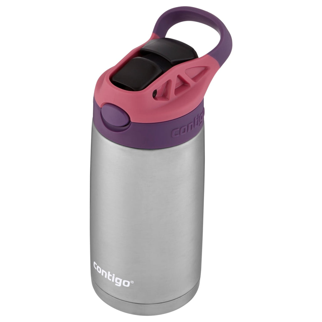 Contigo Kids Stainless Steel Water Bottle with Redesigned AUTOSPOUT Straw Lid Eggplant and Punch, 13 fl oz. - Y1LK