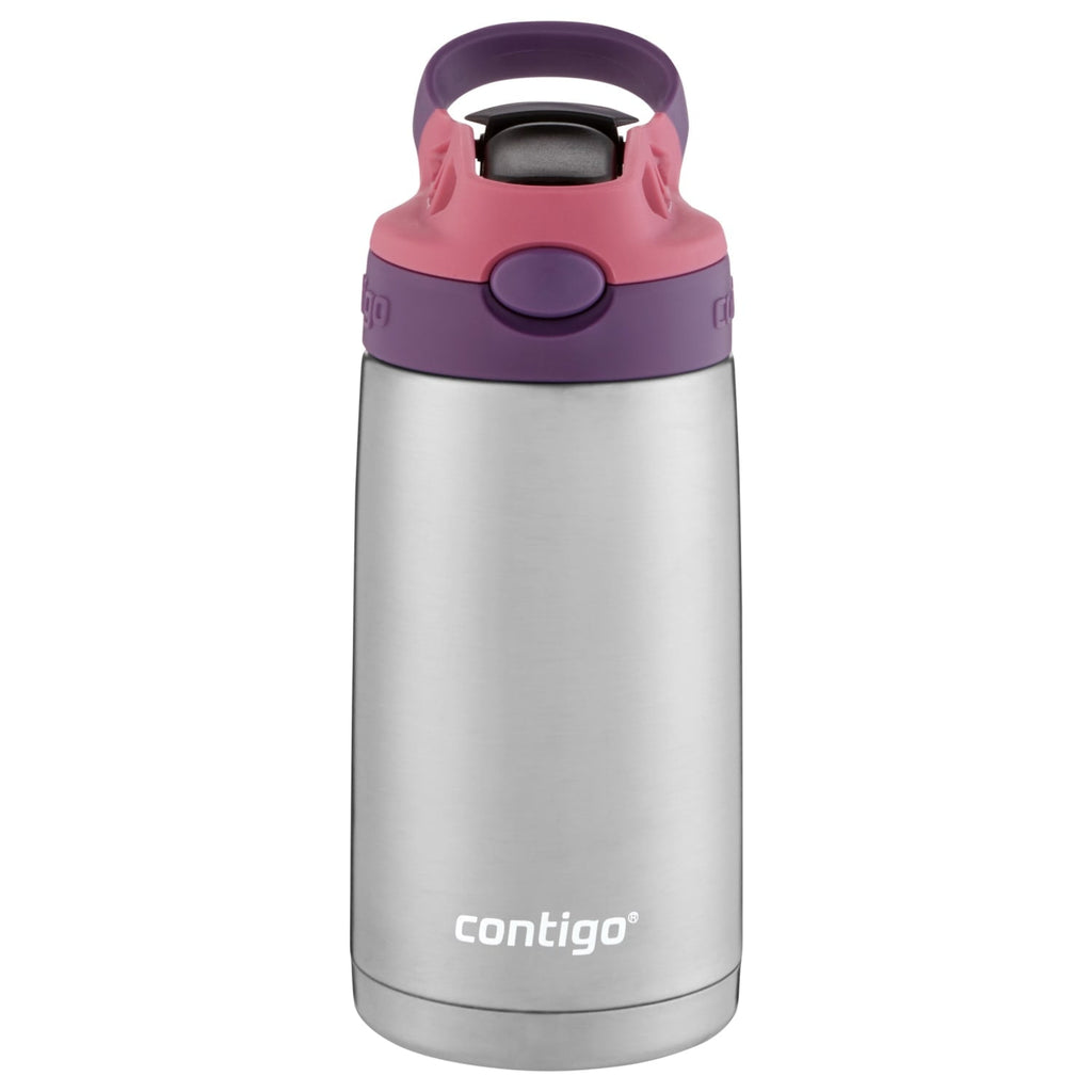 Contigo Kids Stainless Steel Water Bottle with Redesigned AUTOSPOUT Straw Lid Eggplant and Punch, 13 fl oz. - Y1LK