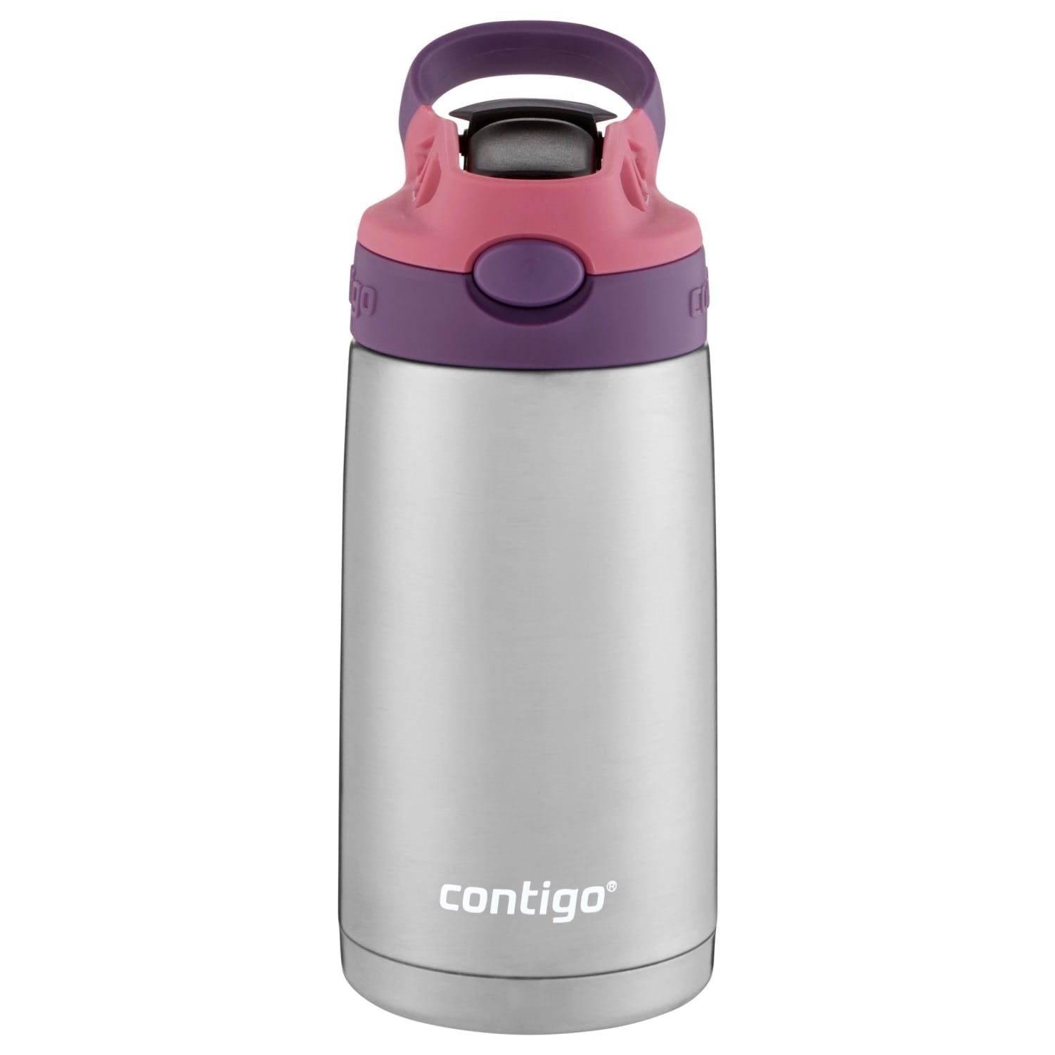 Contigo Kids Stainless Steel Water Bottle with Redesigned AUTOSPOUT Straw Lid Eggplant and Punch, 13 fl oz. - Y1LK
