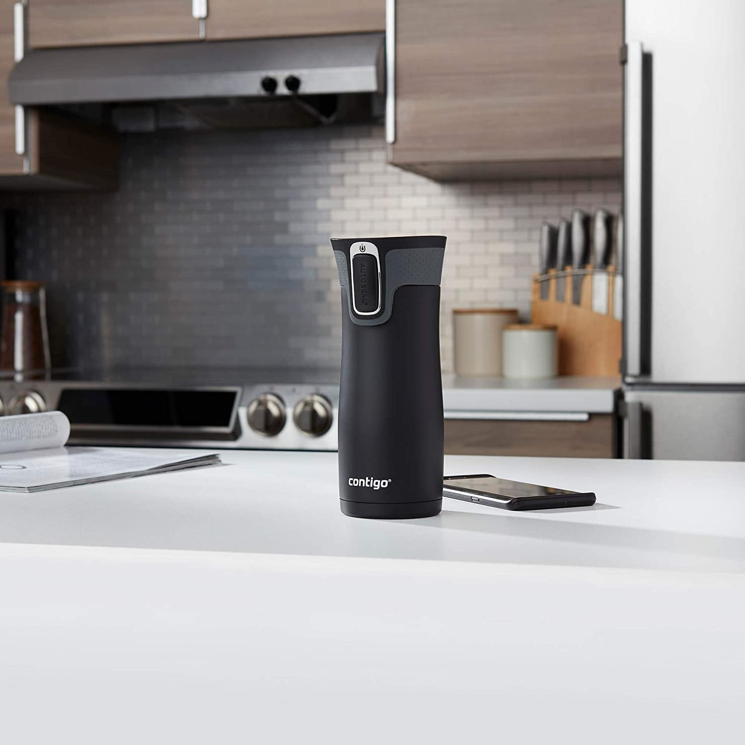 Contigo AUTOSEAL West Loop 2.0 Travel Mug, 16 oz., Stainless Steel with Black Button - INVB