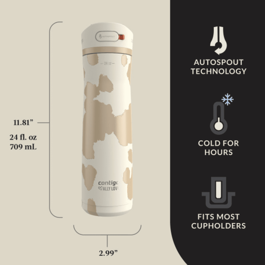 Contigo x Ally Love Ashland Chill 2.0 Stainless Steel Water Bottle with Autospout Lid, 24 oz, Oatmilk - VO1D