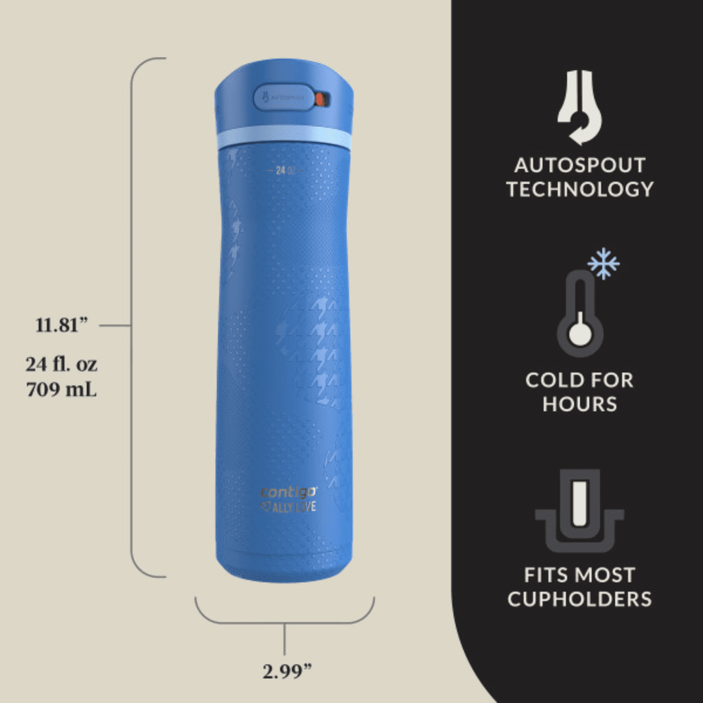 Contigo x Ally Love Ashland Chill 2.0 Stainless Steel Water Bottle with Autospout Lid, 24 oz, Oatmilk - VO1D