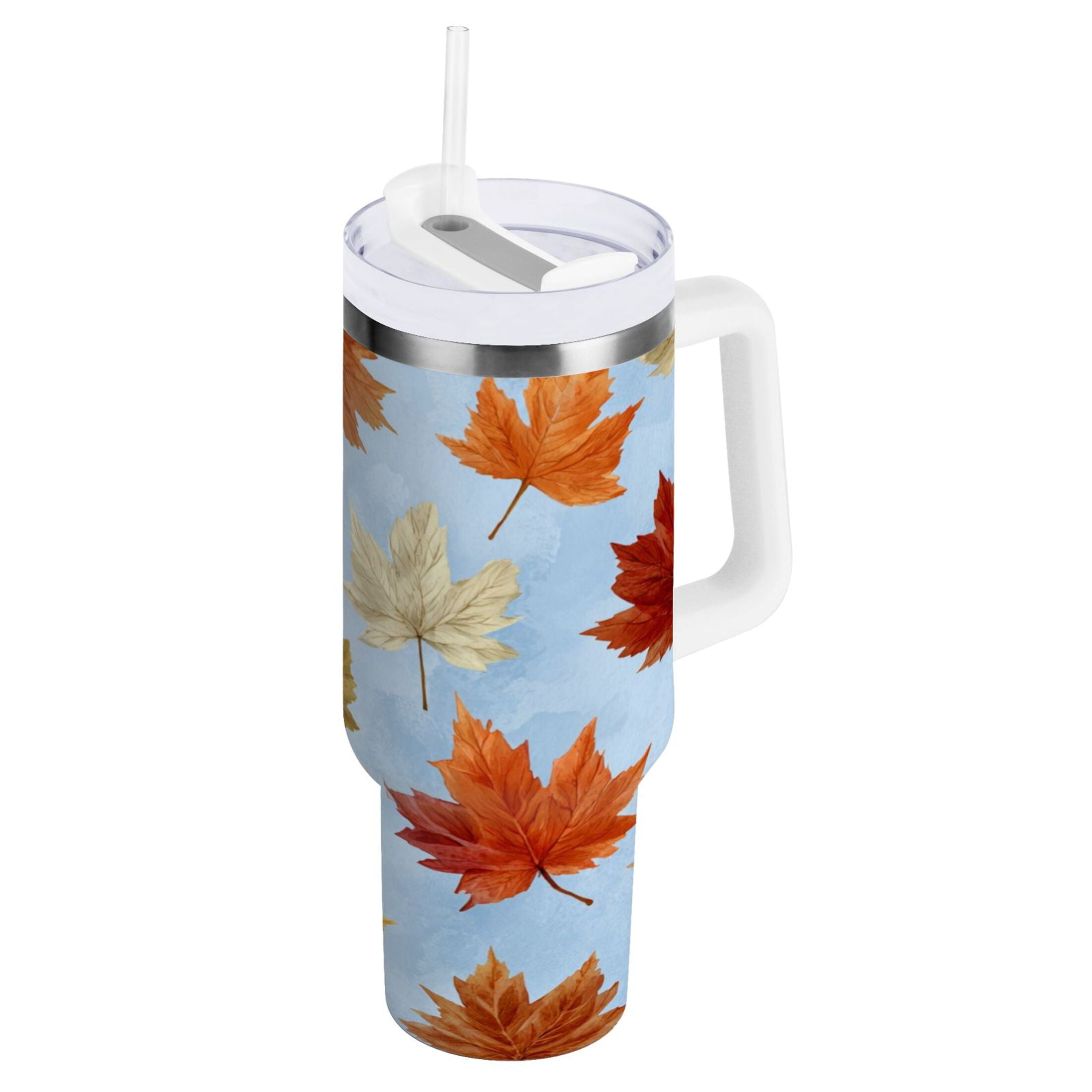 30 oz Insulated Stainless Steel Tumbler Double Wall Stainless Steel Tumbler with 2-Way Drinking Autumn Maple Leaves - SU3H