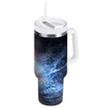 40 oz Insulated Stainless Steel Tumbler Double Wall Stainless Steel Tumbler with 2-Way Drinking Baseball with Water and Fire - 2KOP