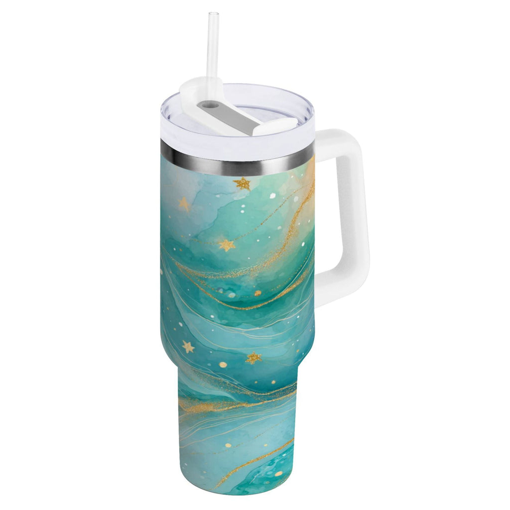40 oz Insulated Stainless Steel Tumbler Double Wall Stainless Steel Tumbler with 2-Way Drinking Beautiful Watercolor Stars - OWJR