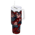 40 oz Insulated Stainless Steel Tumbler Double Wall Stainless Steel Tumbler with 2-Way Drinking Butterfly with National Flag - C5KN
