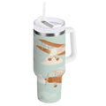 40 oz Insulated Stainless Steel Tumbler Double Wall Stainless Steel Tumbler with 2-Way Drinking Cute Airplanes - PQO3