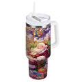 40 oz Insulated Stainless Steel Tumbler Double Wall Stainless Steel Tumbler with 2-Way Drinking Festive Christmas Scene - 1PJ0