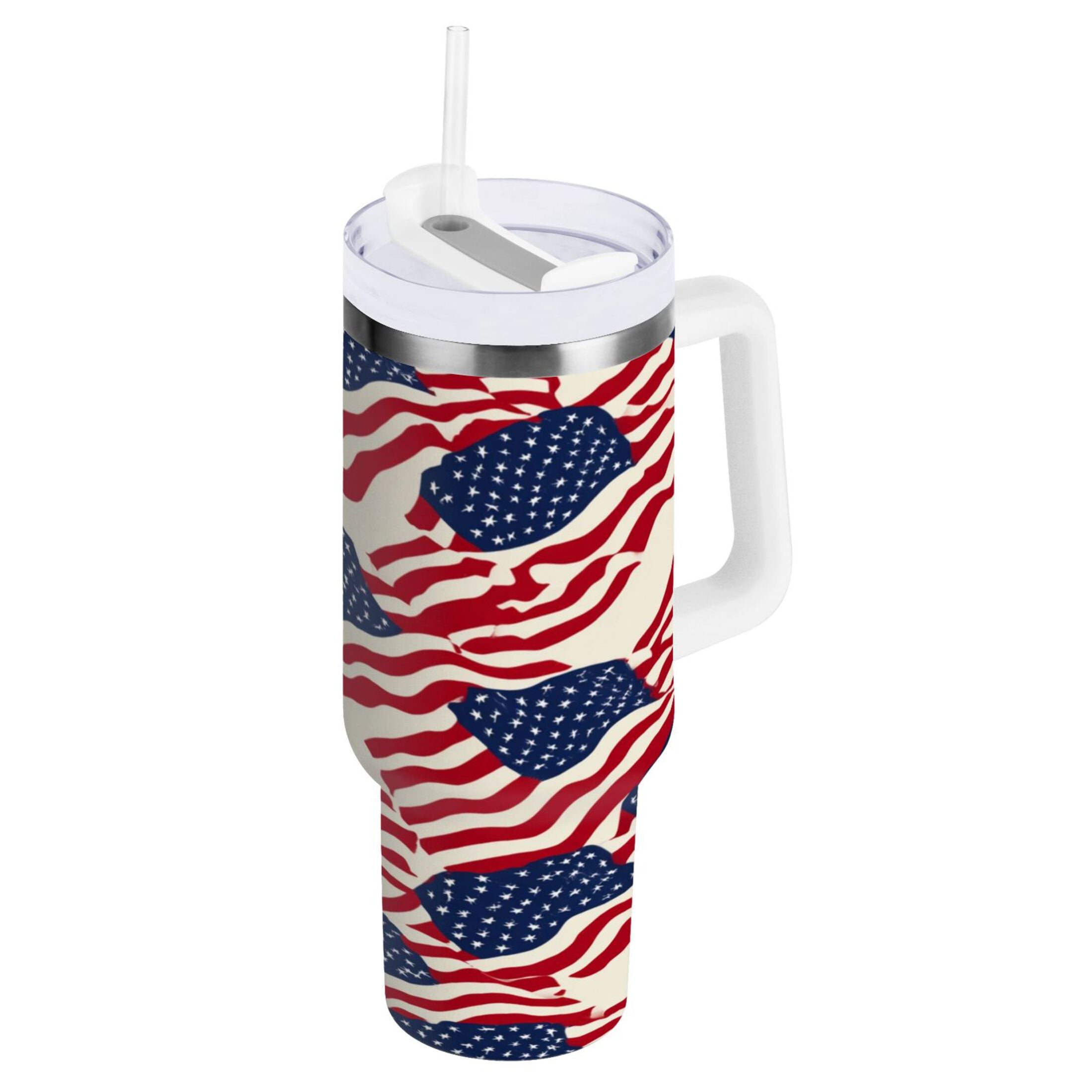 40 oz Insulated Stainless Steel Tumbler Double Wall Stainless Steel Tumbler with 2-Way Drinking Flags Abstract Design - 5PPG