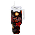 40 oz Insulated Stainless Steel Tumbler Double Wall Stainless Steel Tumbler with 2-Way Drinking Light Bulbs and Maple Leaves - Q0NQ