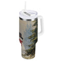 40 oz Insulated Stainless Steel Tumbler Double Wall Stainless Steel Tumbler with 2-Way Drinking Moody Snowman Couple - 0IL3