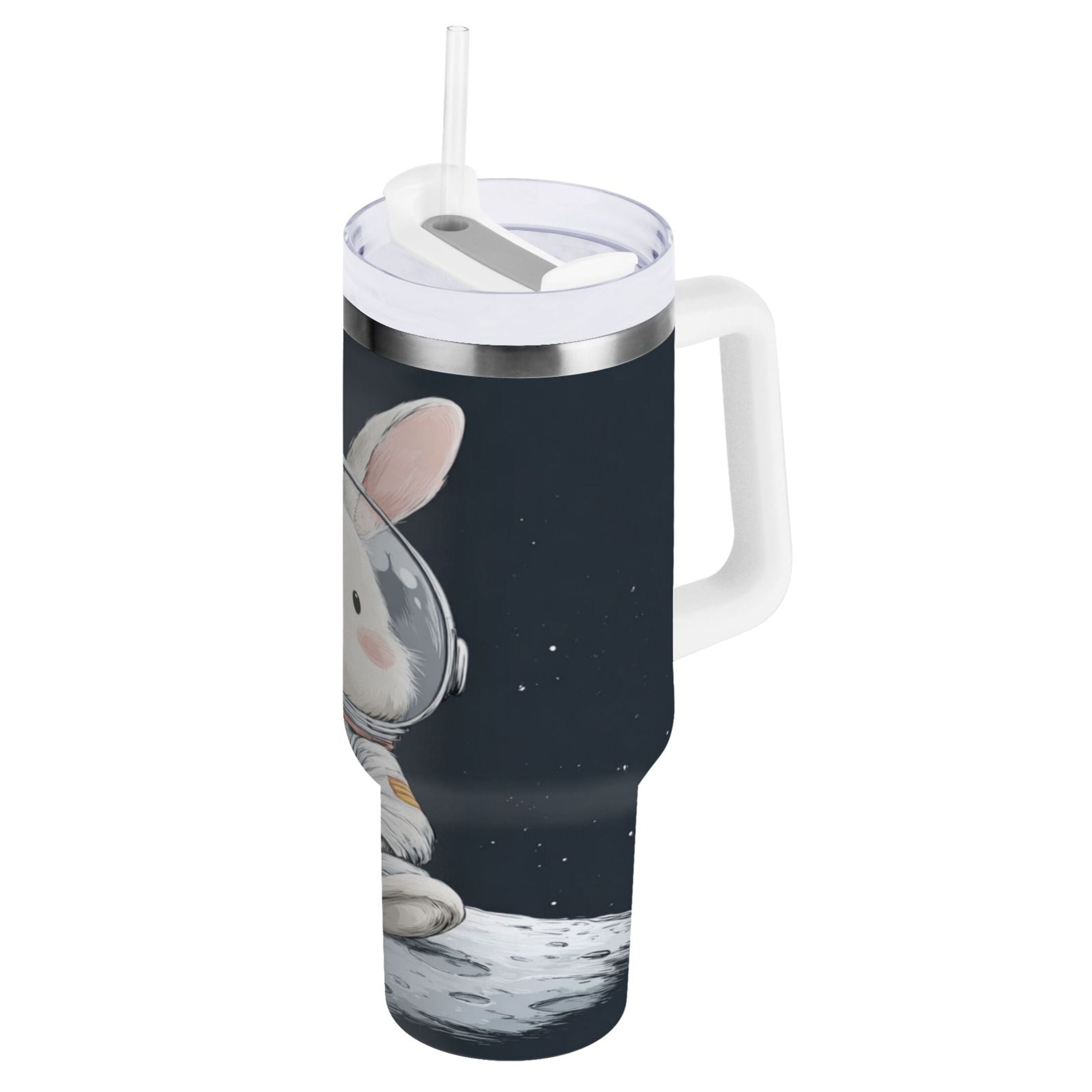 40 oz Insulated Stainless Steel Tumbler Double Wall Stainless Steel Tumbler with 2-Way Drinking Rabbit in A Space - MD1S