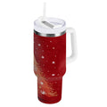 40 oz Insulated Stainless Steel Tumbler Double Wall Stainless Steel Tumbler with 2-Way Drinking Red Christmas Tree - 40FE