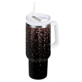 40 oz Insulated Stainless Steel Tumbler Double Wall Stainless Steel Tumbler with 2-Way Drinking Rose Gold Glitter - FCXO