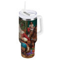 40 oz Insulated Stainless Steel Tumbler Double Wall Stainless Steel Tumbler with 2-Way Drinking Santa Eating Cookies - 5T1P
