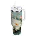 40 oz Insulated Stainless Steel Tumbler Double Wall Stainless Steel Tumbler with 2-Way Drinking Vintage Peonies and Daisies - MKXM