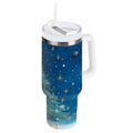40 oz Insulated Stainless Steel Tumbler Double Wall Stainless Steel Tumbler with 2-Way Drinking Watercolor Christmas Tree - KP7V