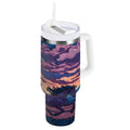 40 oz Insulated Stainless Steel Tumbler Double Wall Stainless Steel Tumbler with 2-Way Drinking Wild Horses Running - F54D
