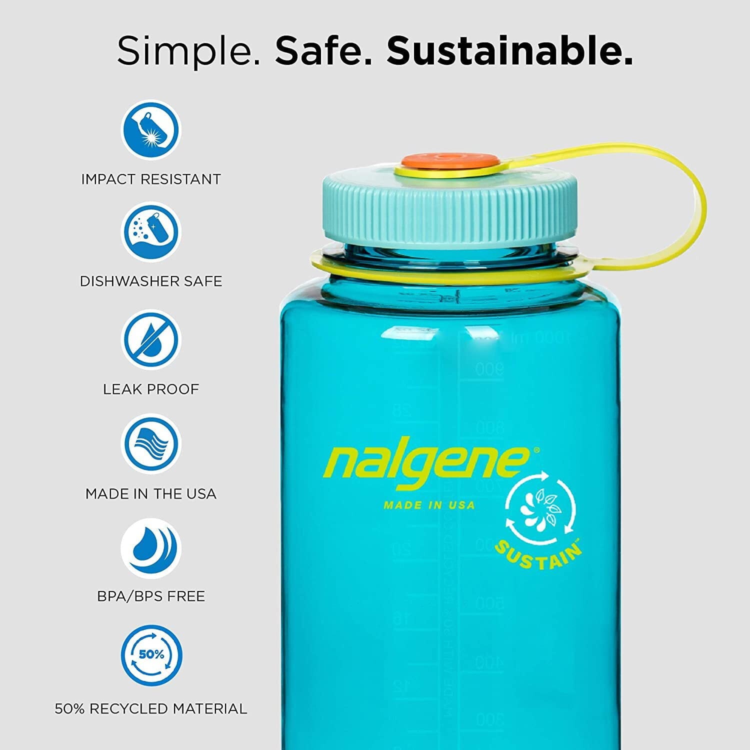 Nalgene Sustain 32 oz. Wide Mouth Water Bottle - Indigo - BYRM