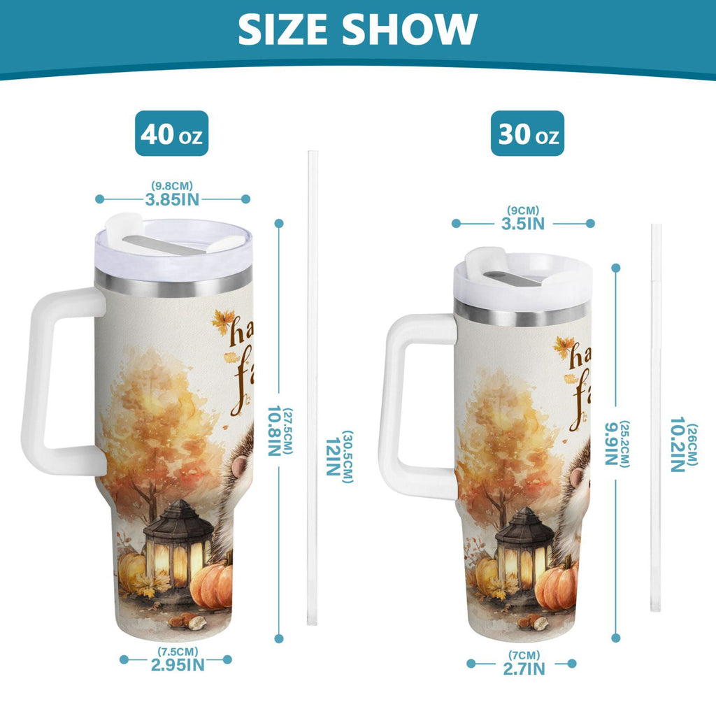 30 oz Insulated Stainless Steel Tumbler Double Wall Stainless Steel Tumbler with 2-Way Drinking Cute Little Hedgehog - U21A