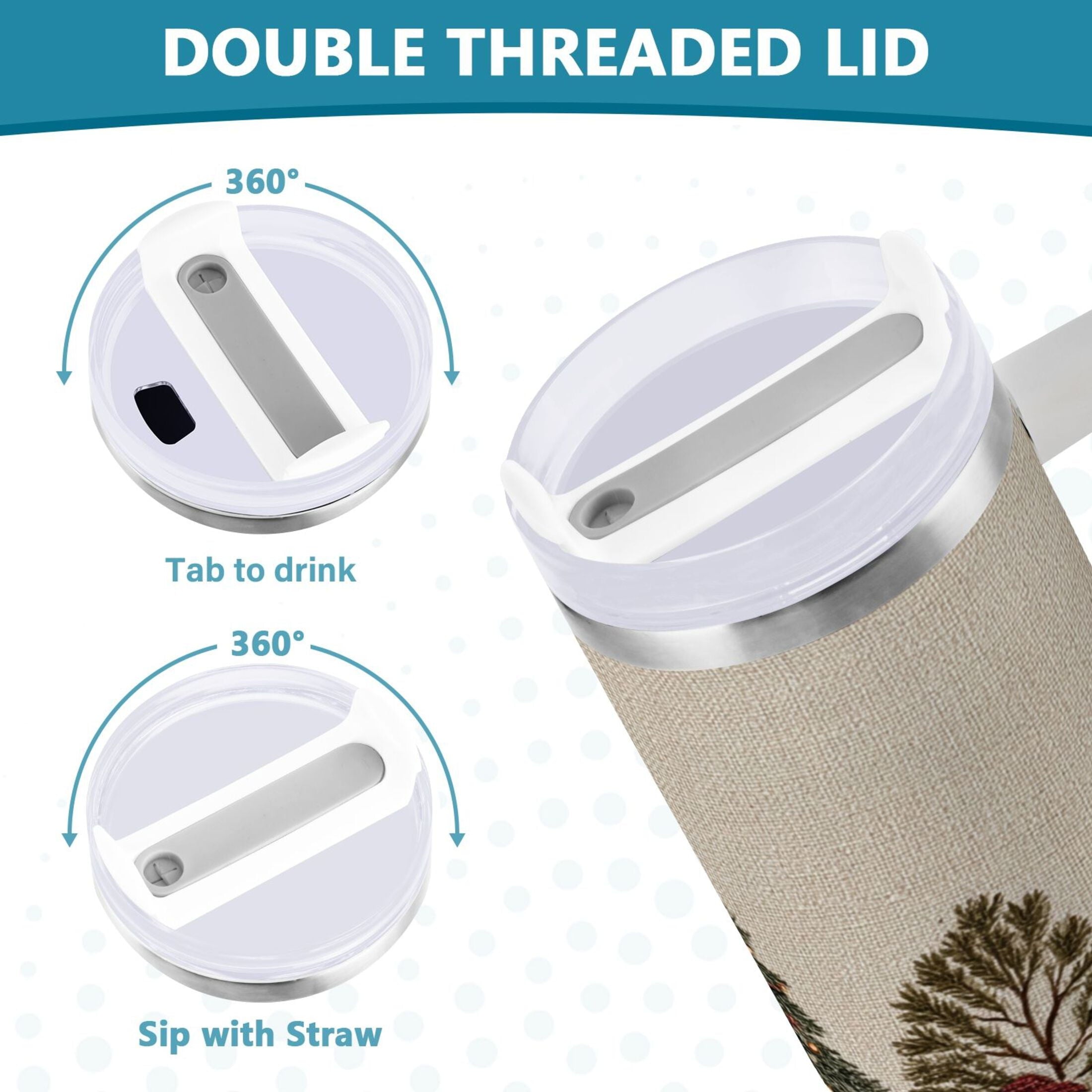 30 oz Insulated Stainless Steel Tumbler Double Wall Stainless Steel Tumbler with 2-Way Drinking Snowmen and Deer in The Forest - IZ23