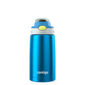 Kids Water Bottle with Straw 13 oz Autospout, Easy Clean Lid, Pop Up Spill Proof Valve, Durable BPA Free Plastic, for School Sports Travel, Blue - OZQX