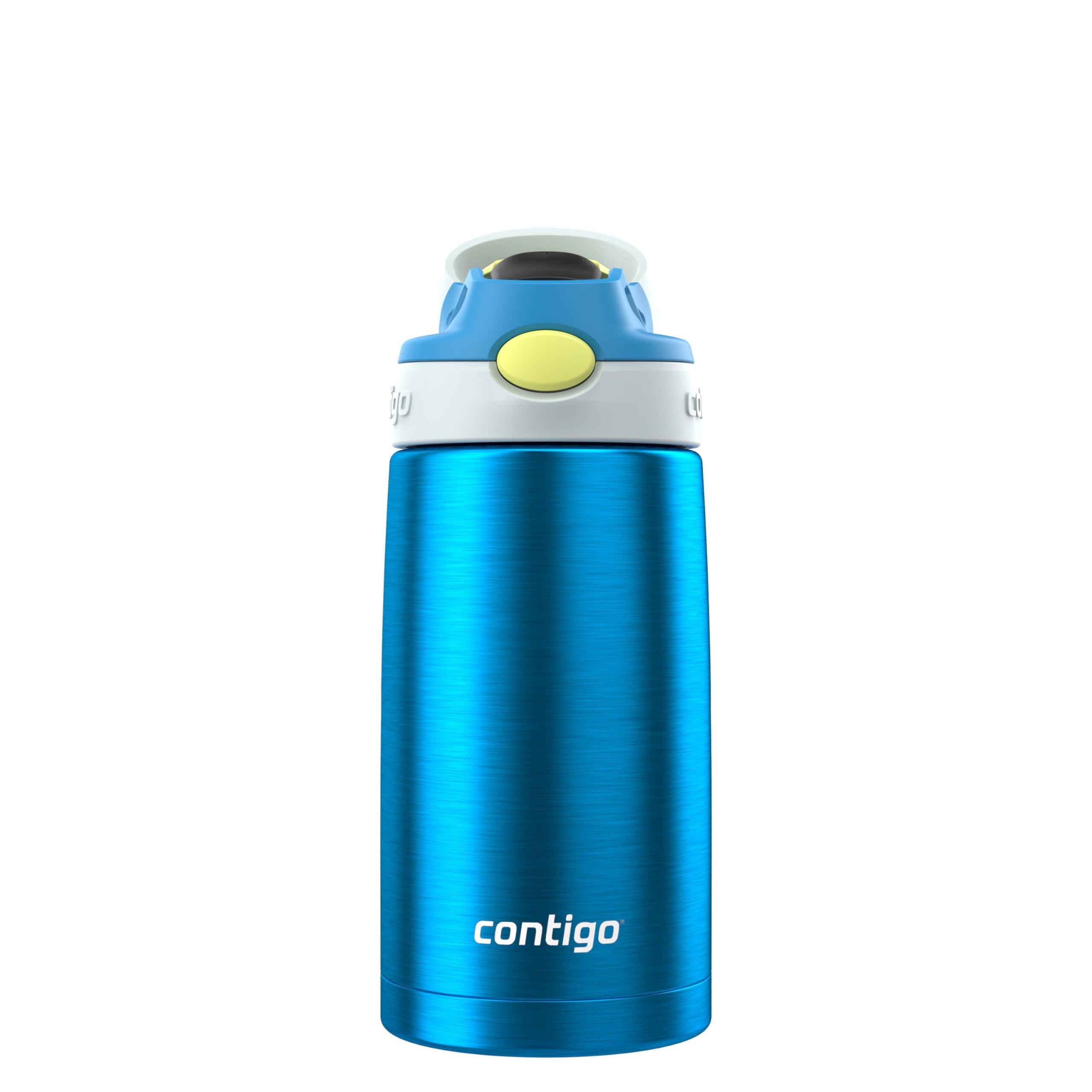 Kids Water Bottle with Straw 13 oz Autospout, Easy Clean Lid, Pop Up Spill Proof Valve, Durable BPA Free Plastic, for School Sports Travel, Blue - OZQX