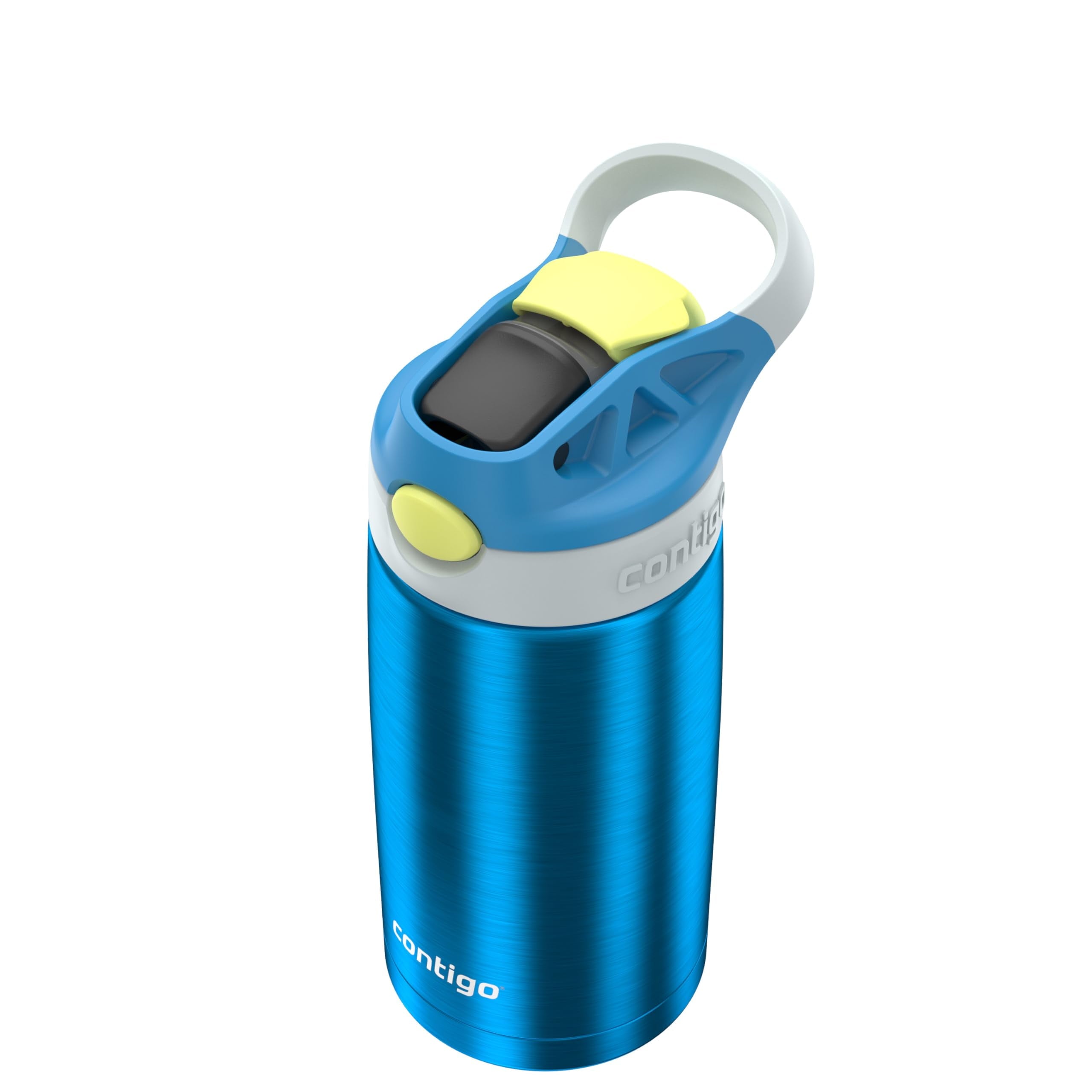 Kids Water Bottle with Straw 13 oz Autospout, Easy Clean Lid, Pop Up Spill Proof Valve, Durable BPA Free Plastic, for School Sports Travel, Blue - OZQX