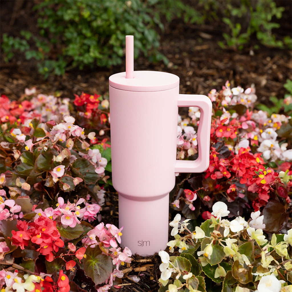 Simple Modern 40 fl oz Insulated Stainless Steel Trek Tumbler with Straw Lid | Blush - XDTJ
