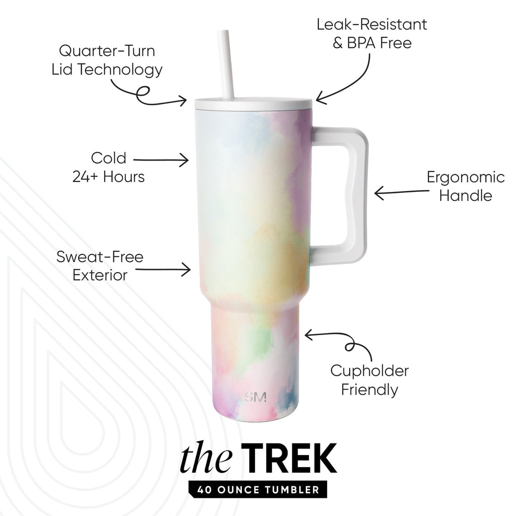Simple Modern 40 fl oz Insulated Stainless Steel Trek Tumbler with Straw Lid | Blush - XDTJ