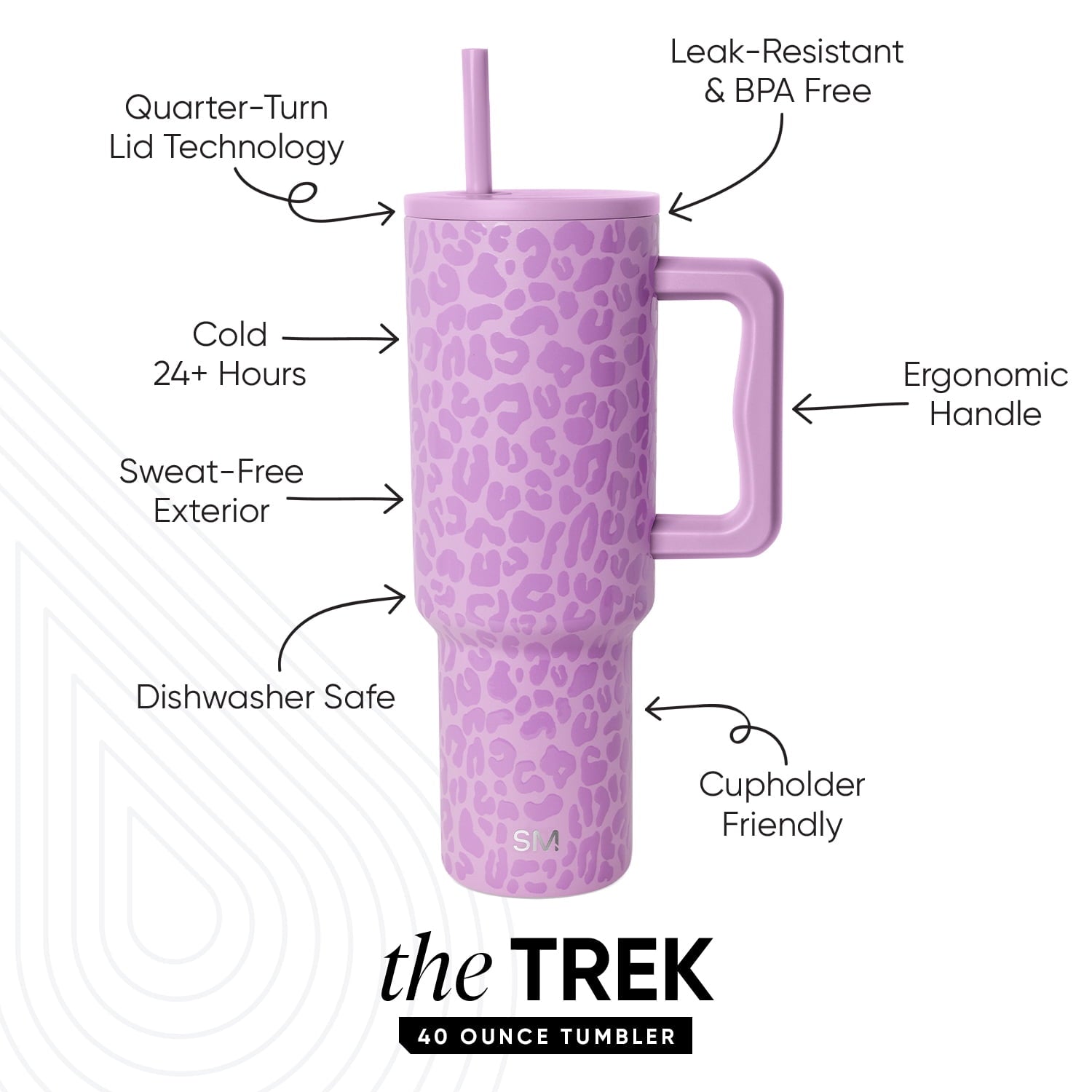 Simple Modern 40 fl oz Insulated Stainless Steel Trek Tumbler with Straw Lid | Blush - XDTJ