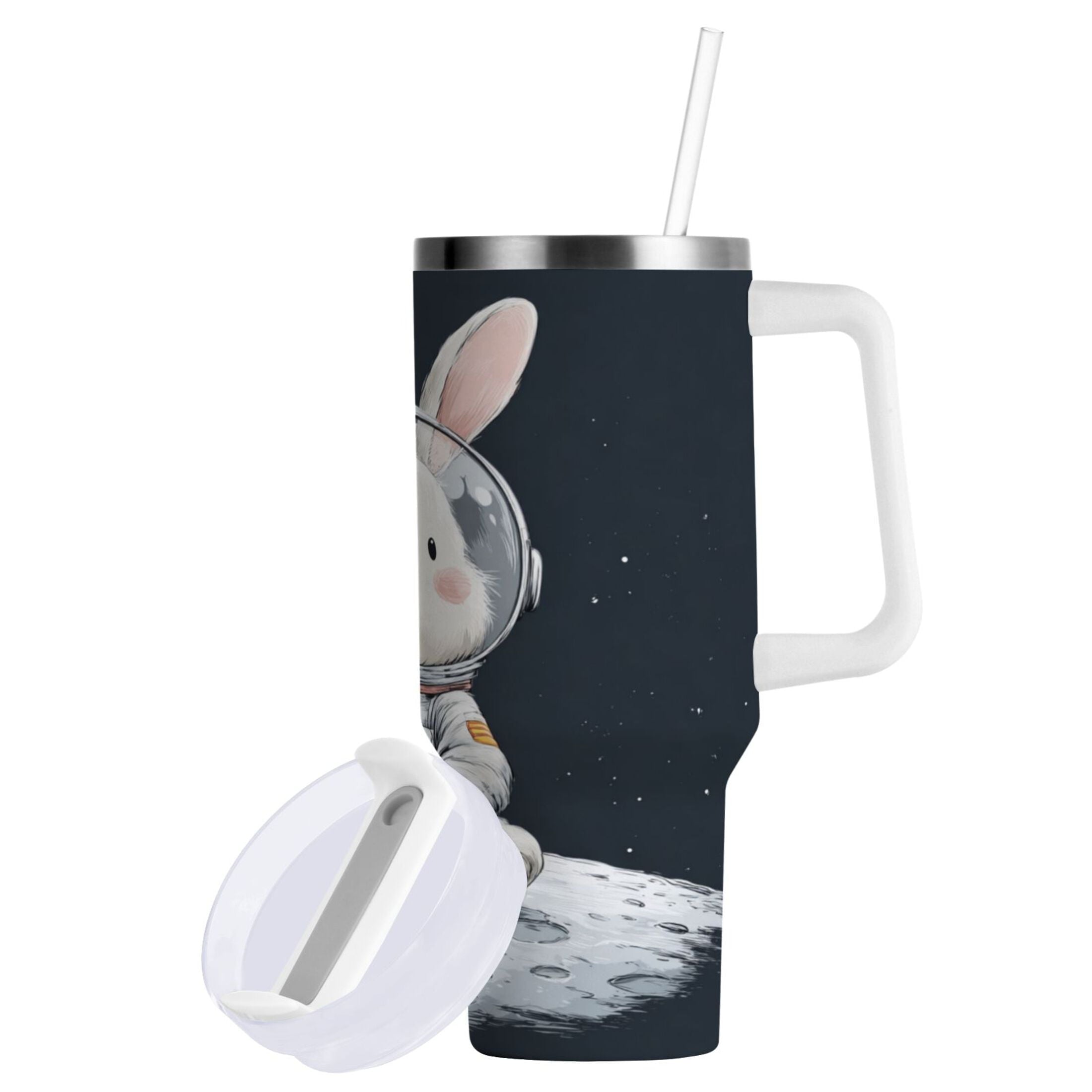 40 oz Insulated Stainless Steel Tumbler Double Wall Stainless Steel Tumbler with 2-Way Drinking Rabbit in A Space - MD1S