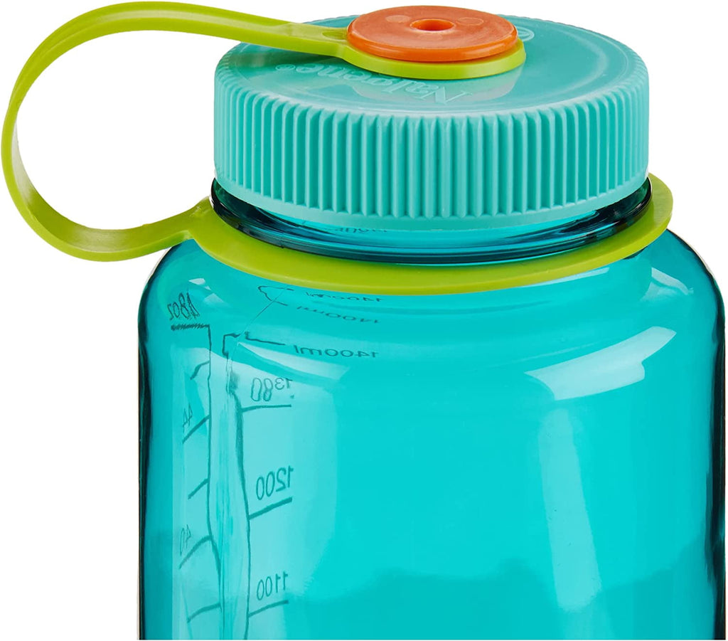 Nalgene Sustain Tritan BPA-Free Water Made with Material Derived from 50% Plastic Waste (using ISCC certified mass balance), 48 OZ, Wide Mouth, Cerulean - 29NK